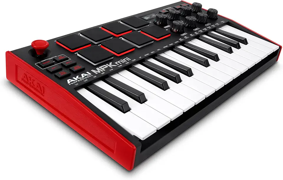 Akai Professional MPK Mini MK3 - Controlador de Teclado MIDI USB com 25 Teclas, 8 Pads de Bateria Iluminados, 8 Knobs, Software de Produção Musical e Pacote de Sons da Native Instruments