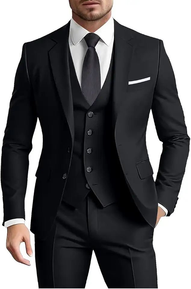 Terno masculino 3 peças slim fit formal negócios casamento 2 botões blazer colete conjunto calça smoking