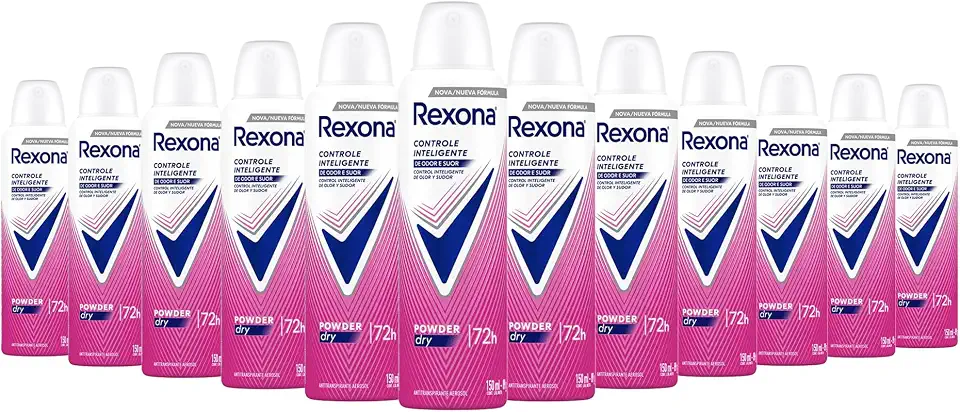 Rexona 12 Unidades Desodorante Antitranspirante Aerossol Powder Dry 150ml