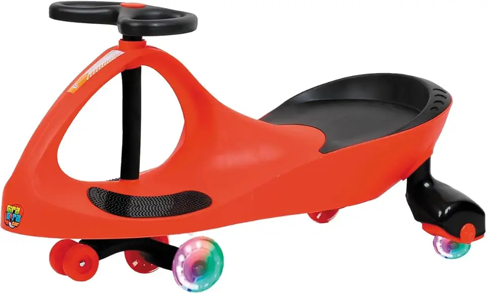 Carrinho Rolimã Infantil Gira Gira Volante Ergonômico e Assento Confortável, Antiderrapante (VERM/PRT_LUZES)