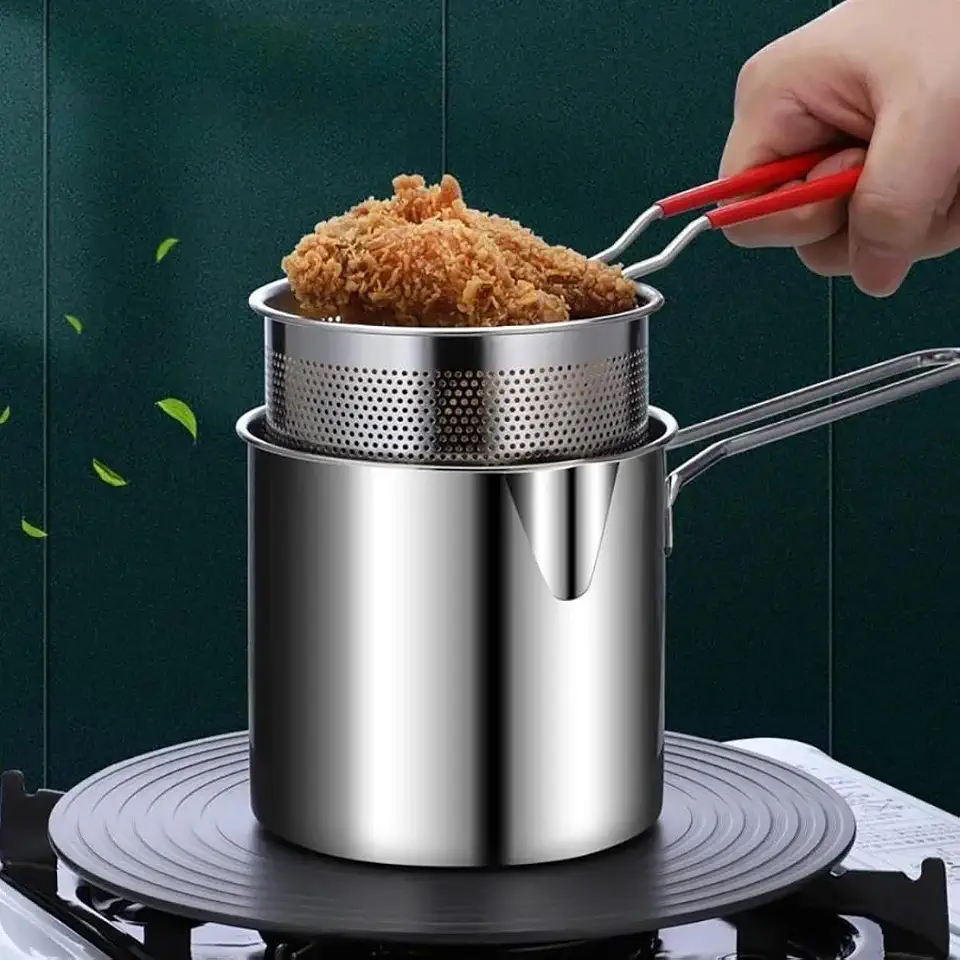 Conjunto Fritadeira Panela e Cesto em inox Economiza Óleo