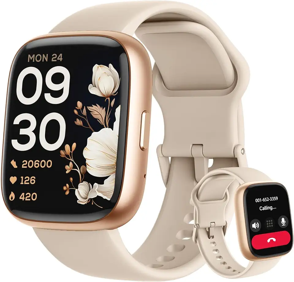 SmartWatch Feminino 1.83" Full Touch, Assistente de voz Alexa, IP68 à Prova d'Água, Ligações Bluetooth, 110+ Modos Esportivos, Notificações Relógio Inteligentes, Compatível com iOS/Android