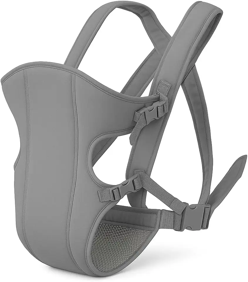 Canguru Ergonômico para Bebê, Mochila Carregador Infantil com Alças Ajustáveis, Respirável 3D, Múltiplas Posições de Transporte (Cinza)