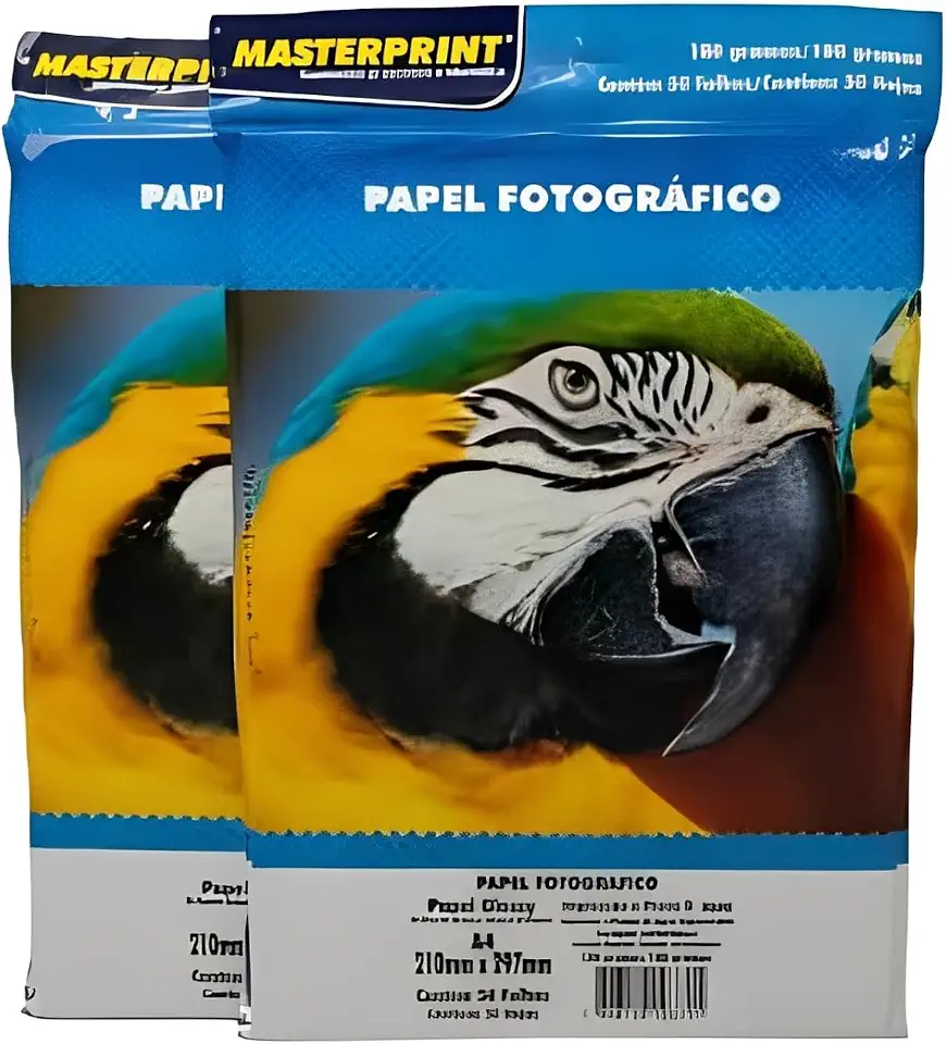 Papel Fotográfico 180 G Glossy Brilho A4 100 Folhas A Prova D'Água Masterprint