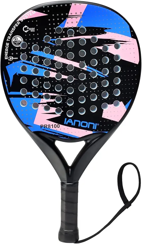 IANONI Raquete de padel, superfície de fibra de carbono, com memória EVA, núcleo flexível, raquetes de padel, raquete de tênis de padel