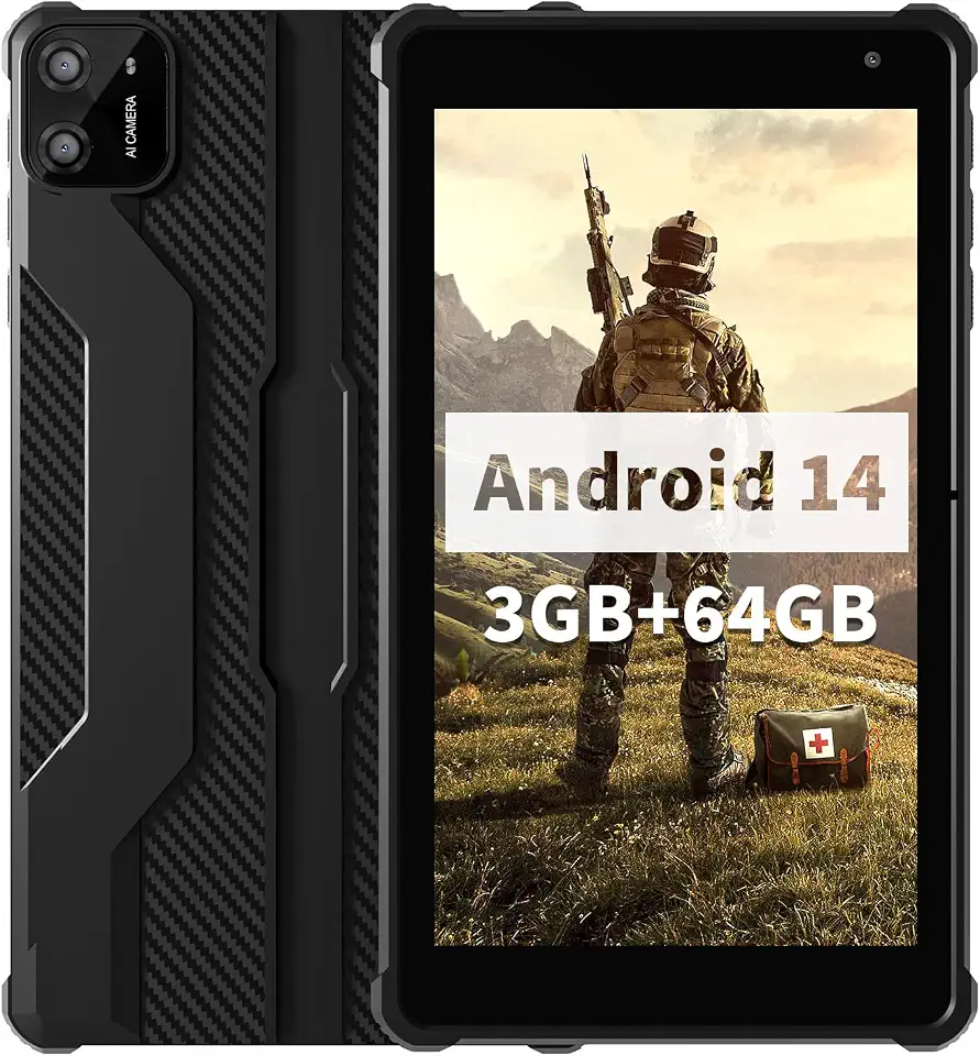 VASOUN Tablet Android 14 de 7 polegadas, 8 GB de RAM (expansão de 3 GB + 5 GB) 64 GB de ROM, Octa-Core 2,0 GHz, tela sensível ao toque IPS, câmera dupla, WiFi/Bluetooth 5G, tablet infantil e adulto