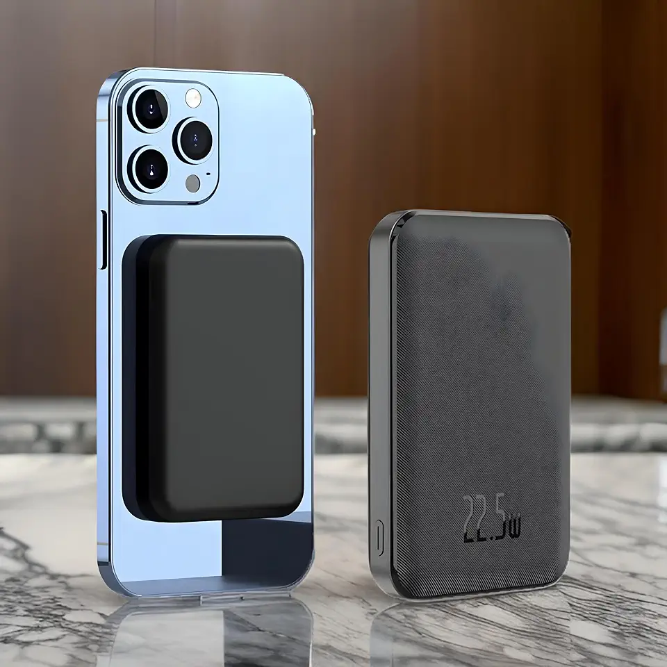 Power Bank Carregador Portátil, Compatível Com MagSafe, Carregamento Por Indução Sem Fio, Carregamento Rápido, Para iPhone E Android, Compacto E Leve, Marca VARENZIA