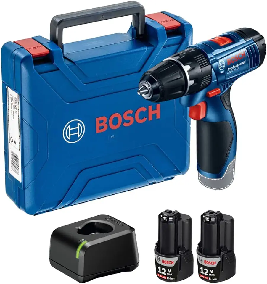 Bosch Parafusadeira Furadeira GSB 120-LI 12V com 2 baterias, 1 carregador e maleta