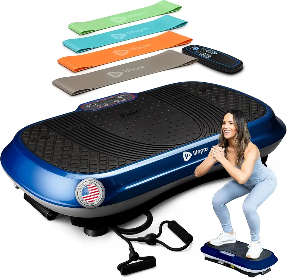 Máquina de exercício com placa vibratória Lifepro Waver – Vibração de alta intensidade para ativação muscular, plataforma vibratória de treino de corpo inteiro com bandas, equipamento de fitness para