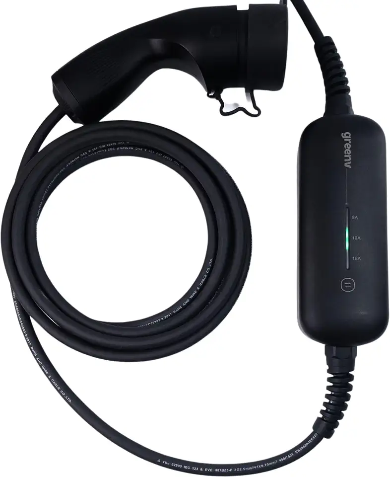 Carregador Portátil Para Carro Elétrico 3,6 kW Bivolt, BYD GWM Volvo Cabo de 5 metros IP66 resistente a água e a poeira, compatível Todos os Veículos 100-240V