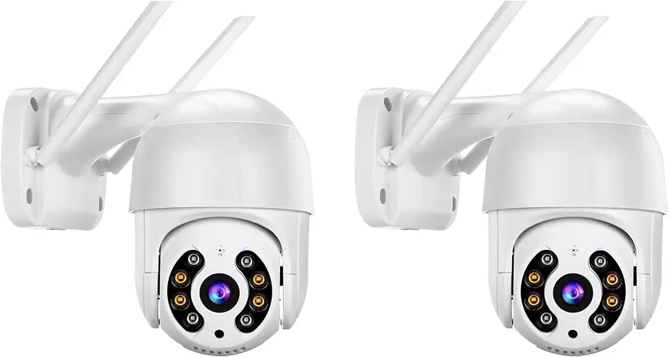 KIT 2 Câmeras de Segurança Domo WiFi PTZ externa, Câmera IP sem fio com visão de 360°, Visão noturna colorida, Áudio bidirecional, Detecção de movimento, Alerta de atividade - BELLA NET