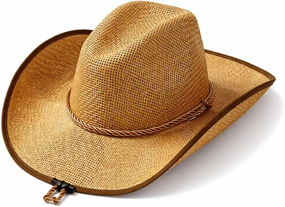 Chapéu Cowboy de Palha Western, Estilo Country com Cordão Ajustável, Ideal para Sol, Praia e Campo, Tamanho M