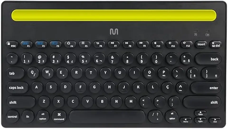 Teclado sem Fio Multi Bluetooth com 3 Pareamentos Simultâneos, 14 Teclas Multimídia e Slot para Dispositivos até 25cm – Preto TC284