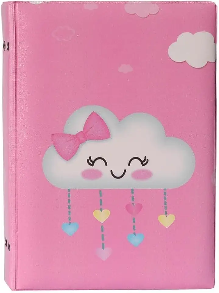 Álbum Fotográfico 15x21 para 100 Fotos CHUVA DE AMOR ROSA Bebê Infantil Nuvem Bençãos