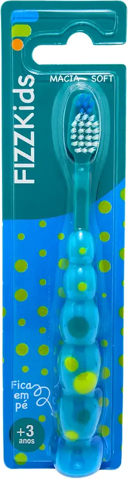 FizzPro, Escova dental, kids, dots, +3 anos, cerdas macias, azul com verde