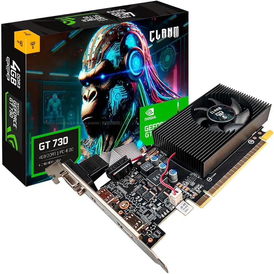 Placa de Vídeo NVidia GeForce GT730 Clanm 4GB DDR3 128bit PCI-E 2.0 DirectX 11 CL-GT730LP-2GD3-A