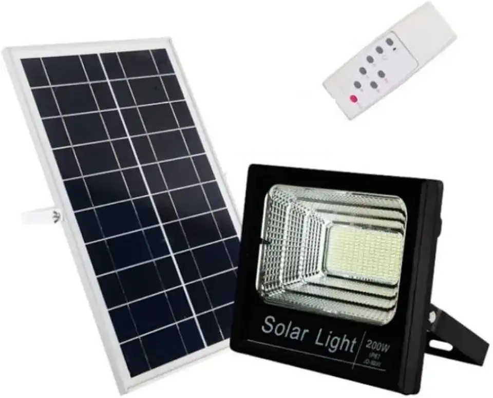 Refletor Solar Fotocélula LED 200W 6500K IP66 Placa Avulsa + Controle