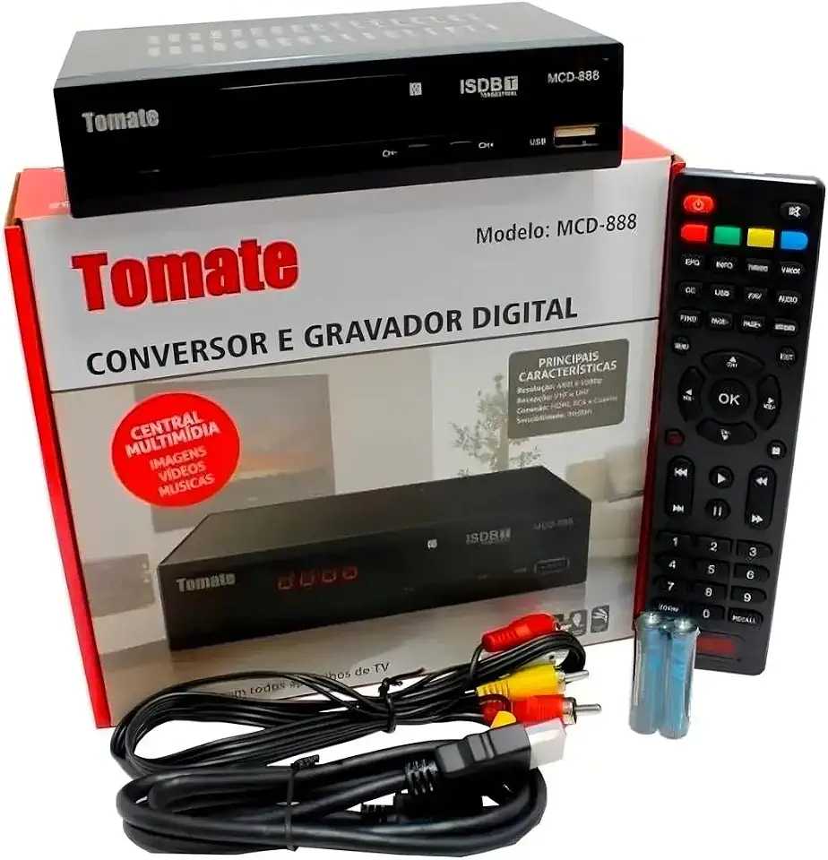 Conversor Digital Full HD 1080p C/Gravador USB HDMI RCA Controle Remoto Para TV Antiga Canal Aberto