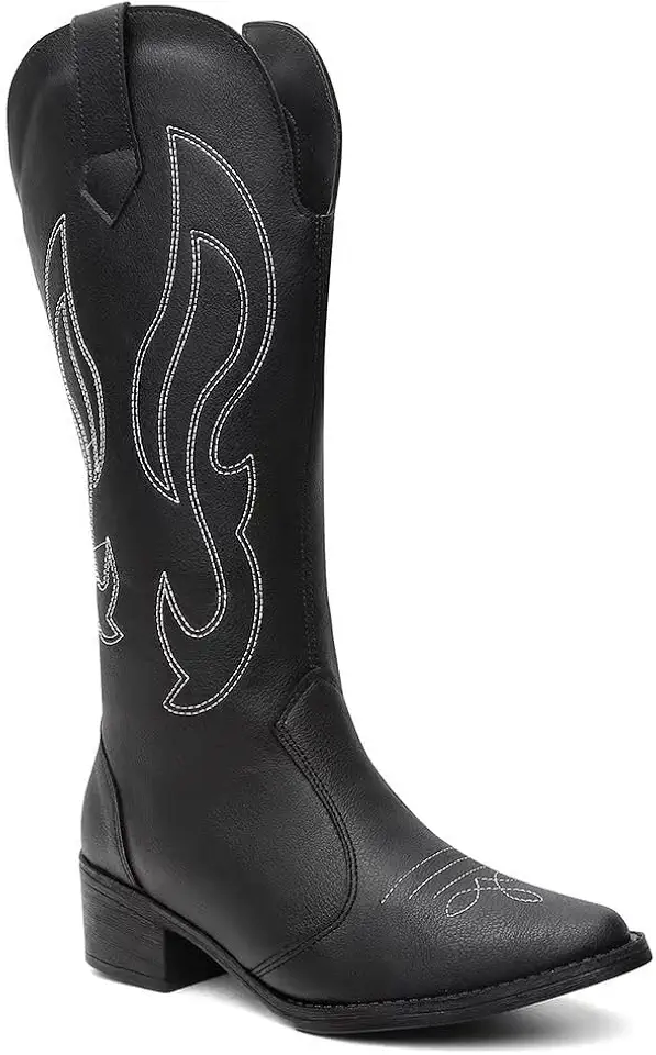 Bota Feminina Cano Alto Texana Western Bico Fino Montaria Bordada Country 35 ao 42