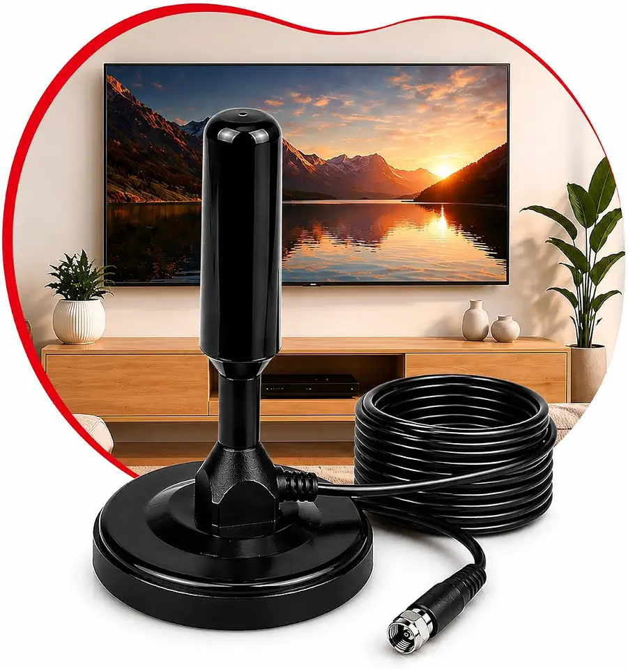 Antena Digital 4k Smart Tv Full Hd Amplificada Interna E Externa Cabo 5 Metros Base Imã - Montones