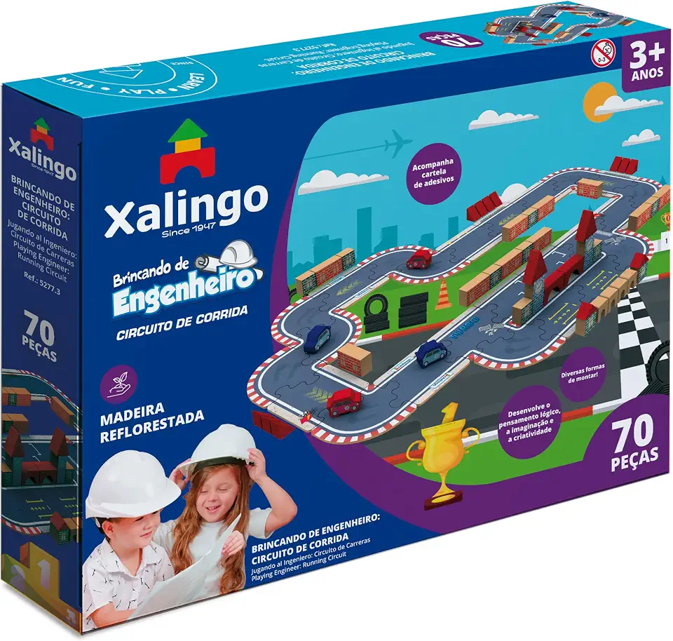Brincando de Engenheiro Circuito de Corrida 70 peças Xalingo