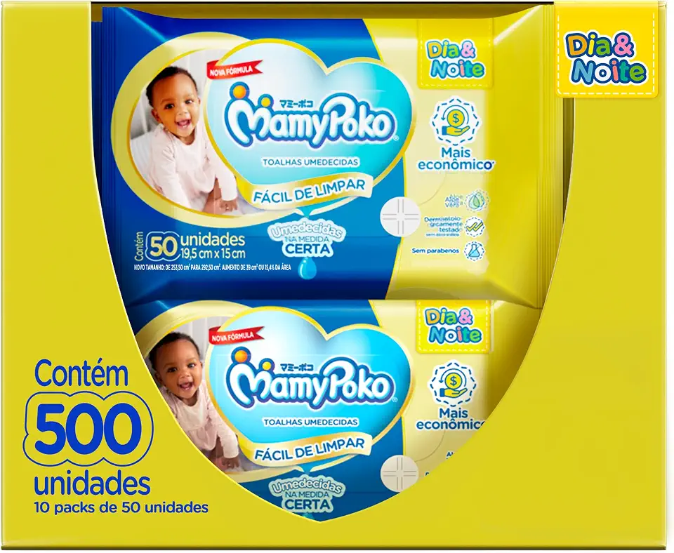 MamyPoko Lenços Umedecidos Dia&Noite 500 Unidades