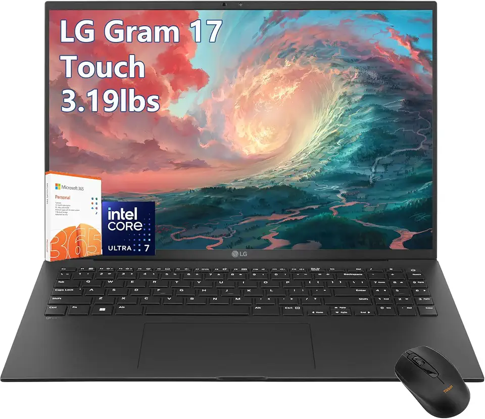 LG - Notebook de gramas, tela sensível ao toque de 17 polegadas de 2,5 K - Processador Intel Core Ultra 7 - 32 GB de RAM| SSD de 2 TB - Teclado retroiluminado - Copiloto de PC AI 2025 - Ultrafino e
