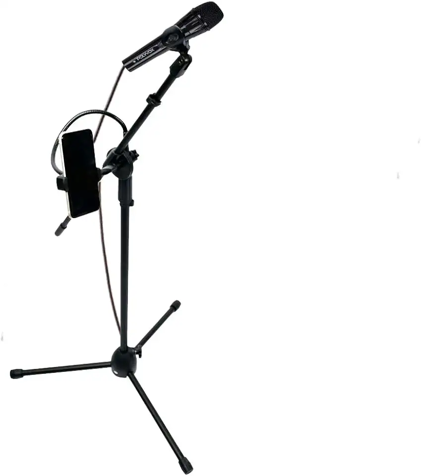 Pedestal/suporte/Tripé Universal para Microfone com Suporte para Celular