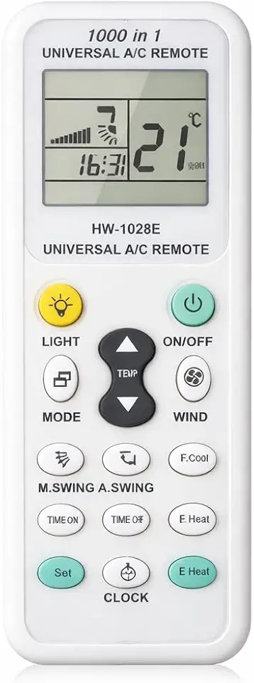 Controle Remoto Universal para Ar Condicionado Split e Janela – Compatível com LG, Samsung, Gree, Midea, Electrolux e +100 Marcas – Display LCD, Função Timer, Frio e Quente, Fácil Configuração
