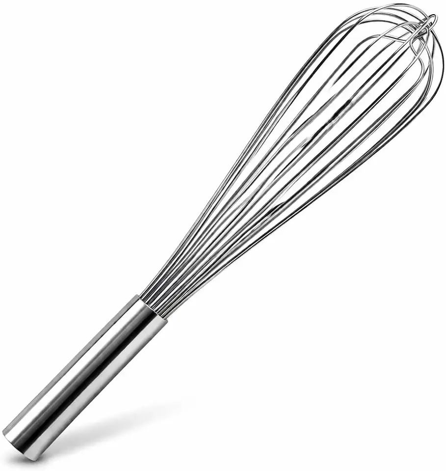 Batedor Fouet Manual Profissional Inox 40,5cm Premium Arame Grosso Reforçado Ideal Confeitaria Gastronomia Alta Durabilidade e Precisão Chef Cozinha