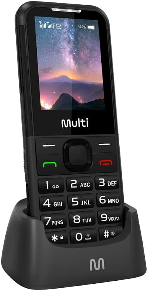 Celular Multi Vita 4G com Base Carregadora Dual Chip, Botão SOS, Câmera Preto - P9225