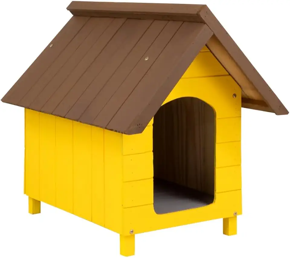 Casa Casinha De Cachorro em Madeira Pintada Média N3 (Amarela)