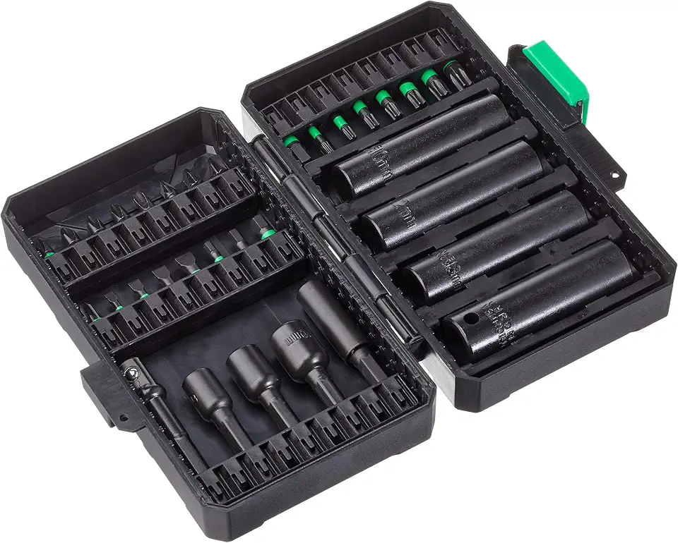 Amazon Basics Conjunto de brocas de impacto, chave de fenda de 33 peças (marca anteriormente Denali)