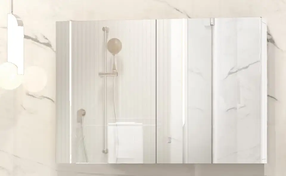 Armario Espelheira 2 Portas MDF Para Banheiro - Suspenso Cor: Branco