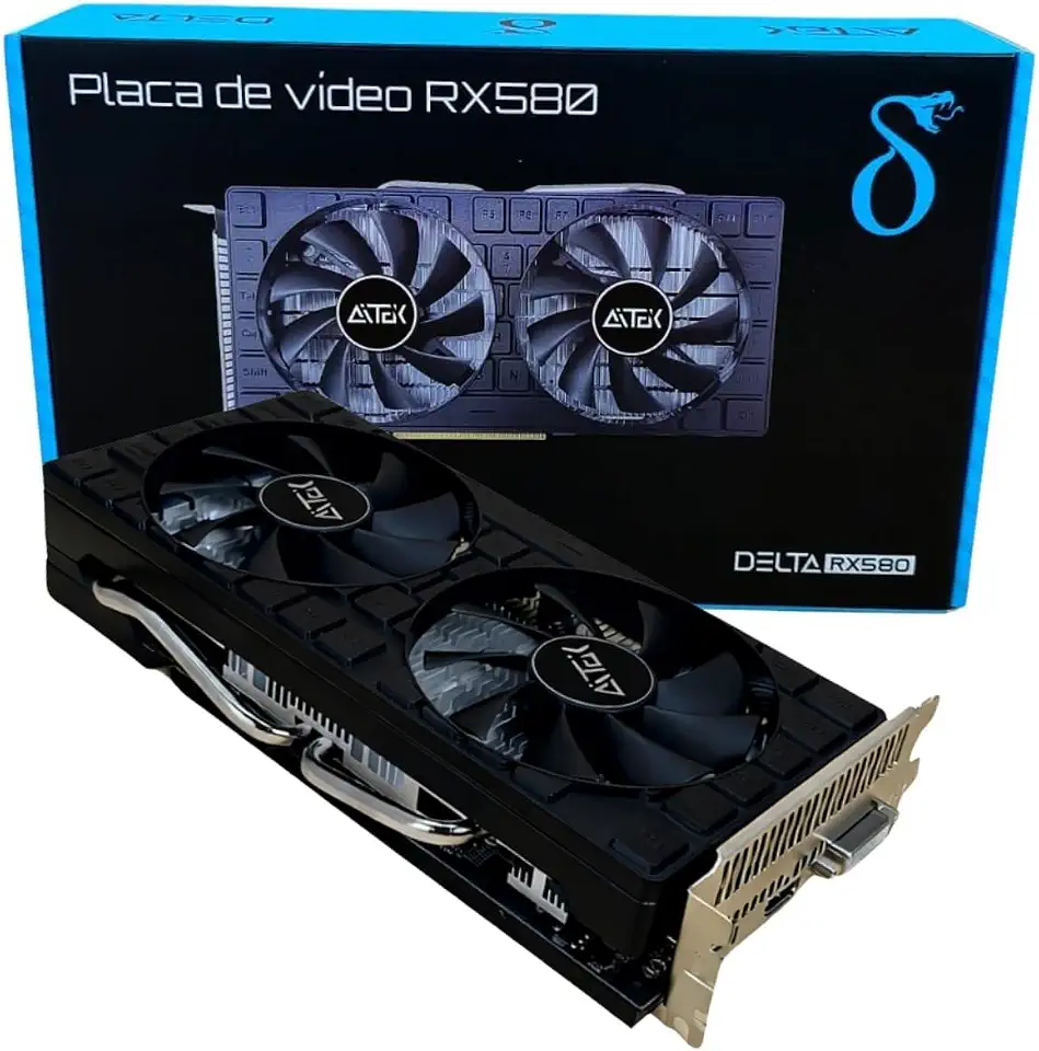 Placa de Vídeo AMD RX 580 8GB GDDR5 FHD/QHD 256-bit GPU 1286 MHz HDMI DisplayPort DVI, PCI Express 3.0, para Jogos Entretenimento
