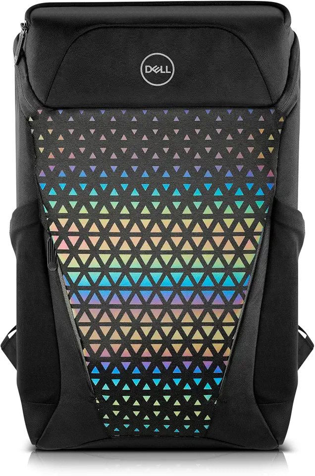 Mochila Dell Gaming 140T, Compatível com notebooks de até 17", Resistente à água, Painel frontal reflexivo, Vários compartimentos, Parte traseira em malha respirável, Preto
