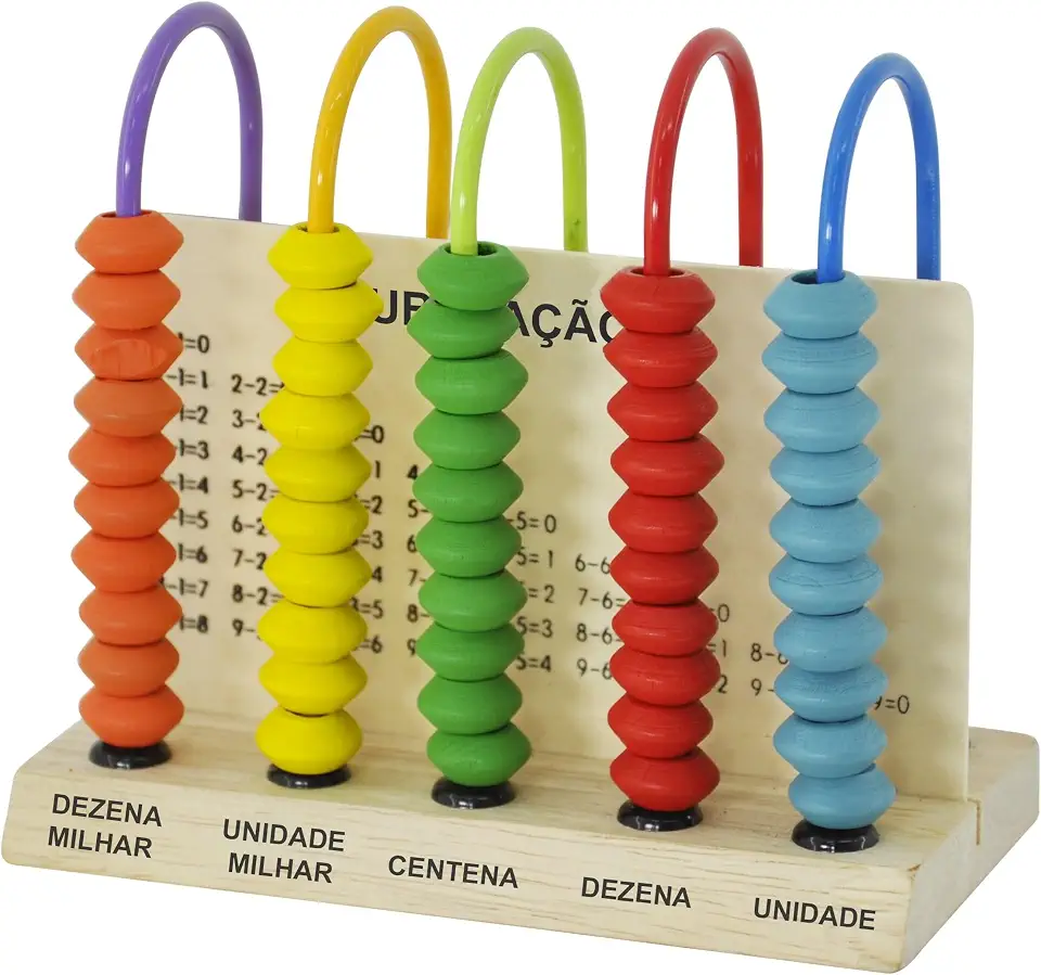 Ábaco Didático Aprenda Brincando 5 Hastes Madeira DM Toys