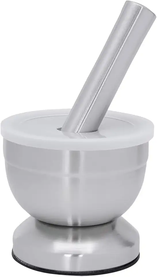 Mimo Style Pilão com Socador Feito Inteiramente em Aço Inoxidável. Resistente, Durável e Não Tóxico. Sua Base Antideslizante Torna Fácil Moer Qualquer Ingrediente. AC20281