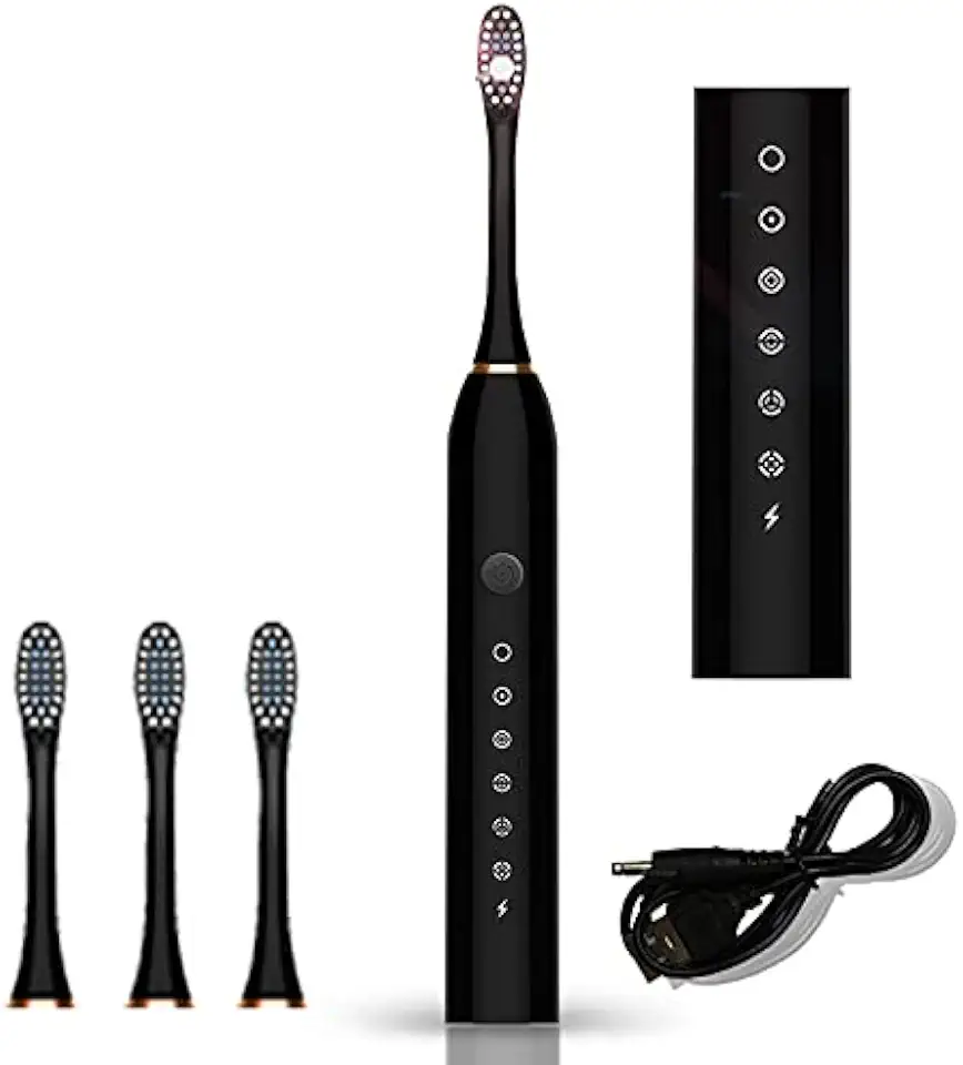 Escova de dentes elétrica sônica recarregável, ideal para adultos e crianças, 6 modos opcionais IPX7 USB Escova de dentes ultrassônica elétrica de carregamento rápido com temporizador integrado de 2