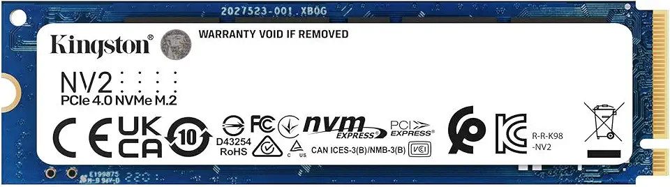 SSD Kingston NV2 500GB NVMe M.2 2280 (Leitura até 3500MB/s e Gravação até 2100MB/s)