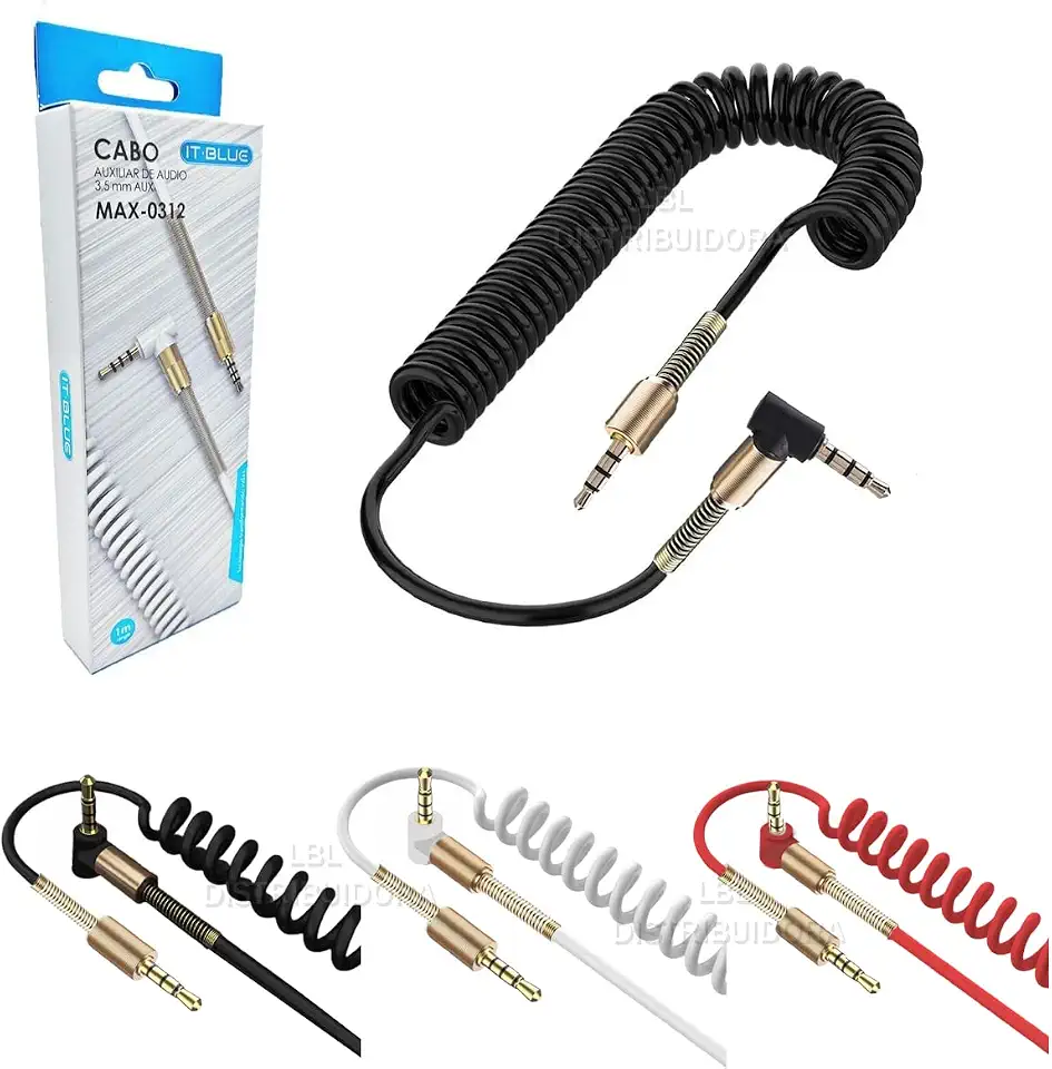 Cabo Auxiliar P2xp2 Espiral 1,2 Mt Som Automotivo Celular
