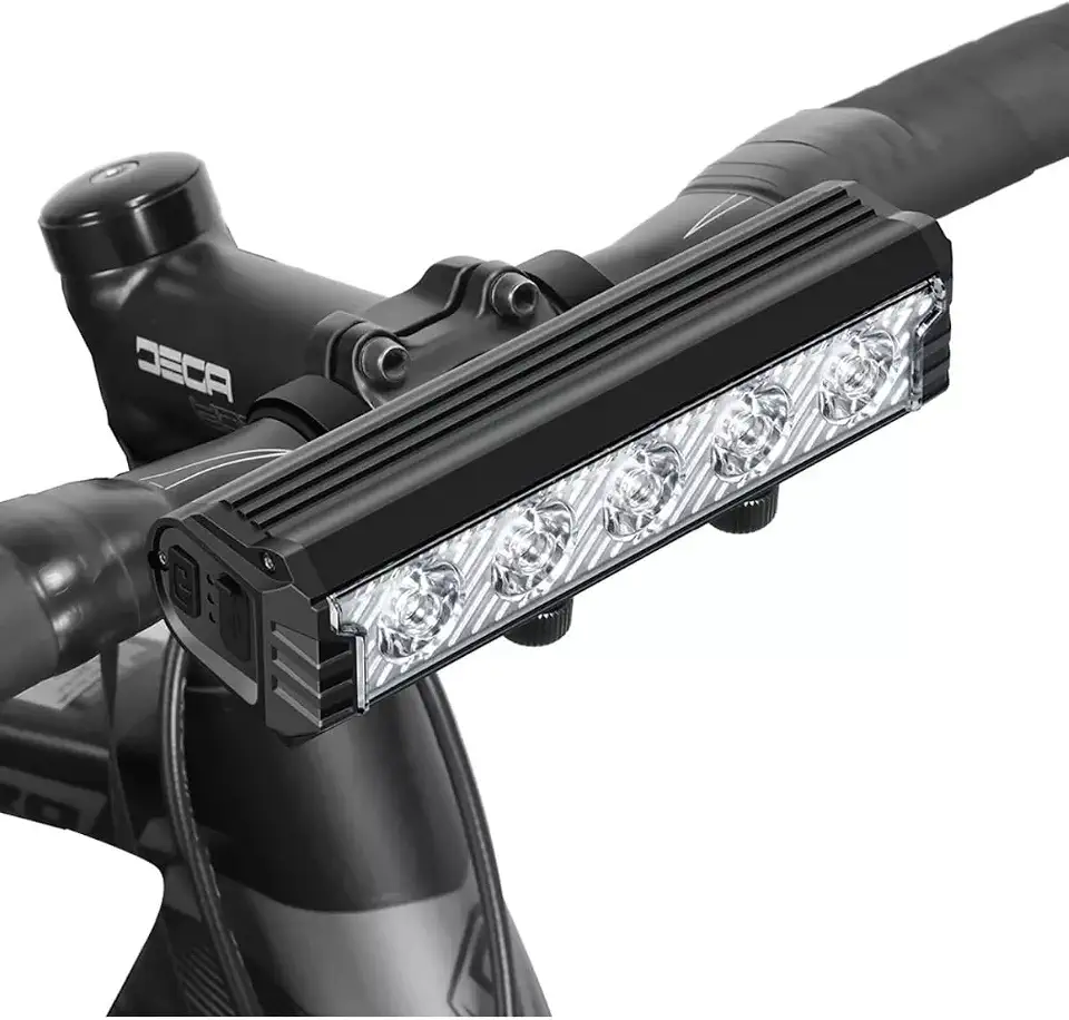 Farol Bike 5 Leds Super Potente Guiador guidão Speed Mtb Urbanas Iluminação Total Para Pedal A Noite Versão Premium Mais Forte Lanterna Bicicleta Recarregavel USB Luz Modo Sinalizador