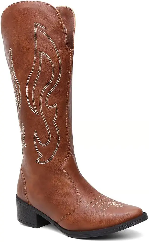 Bota Feminina Cano Alto Texana Western Bico Fino Montaria Bordada Country 35 ao 42