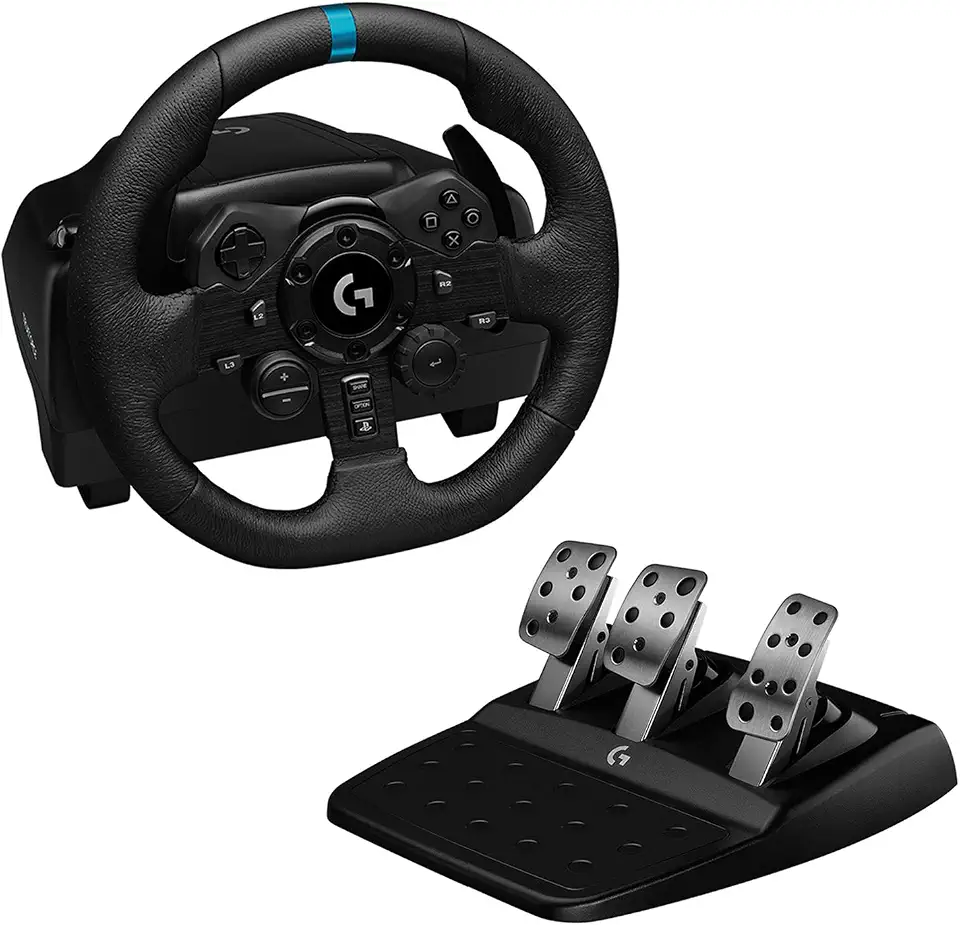 Volante Logitech G923 para PS5, PS4 e PC com Force Feedback TRUEFORCE, Pedais Responsivos, Launch Control e Acabamento em Couro