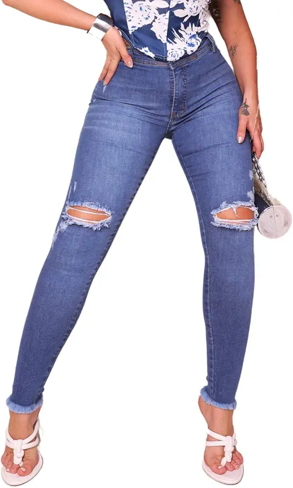 Calça Jeans Feminina Cós Alto Empina Bumbum Patria Brasil