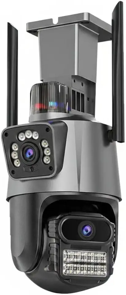 Camera Segurança Externa Lente Dupla 4K, 6MP, WiFi 360° com Visão Noturna Colorida,Sirene Policial, Rastreamento de Movimento, IP66 à Prova d’Água, Monitoramento Residencial e Comercial.