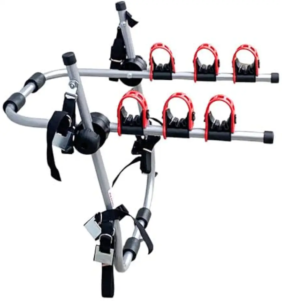 LOBO TRUE CARD Suporte Transbike Universal para Sedan, Hatch, SUV, Transporte para 3 Bicicletas, com 6 Bases e Tiras de Fixação