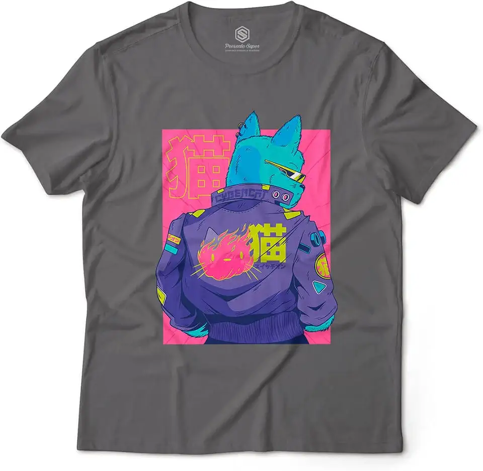 Camiseta Geek Unissex Cyberpunk Cat