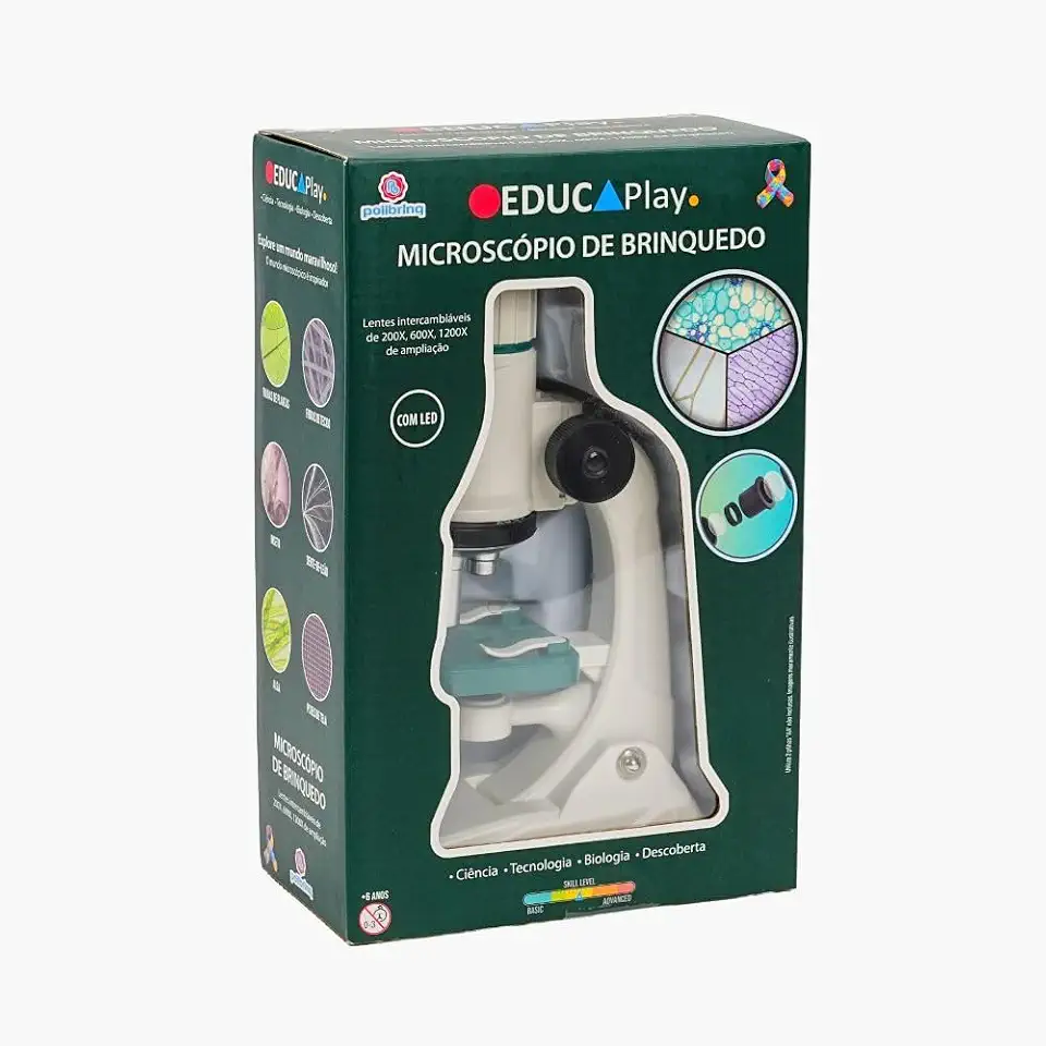 Microscópio Infantil, Polibrinq, 22 cm, Até 1200x