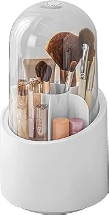 Organizador de Maquiagem, Organizador de Pincéis de Maquiagem, Giratorio 360° Com Tampa, Organizador de Maquiagem Giratório, Porta Pincel, Organizador Pincel para Viagem